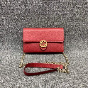 100% Authentic GUCCI Interlocking Red Leather Shoulder Bag